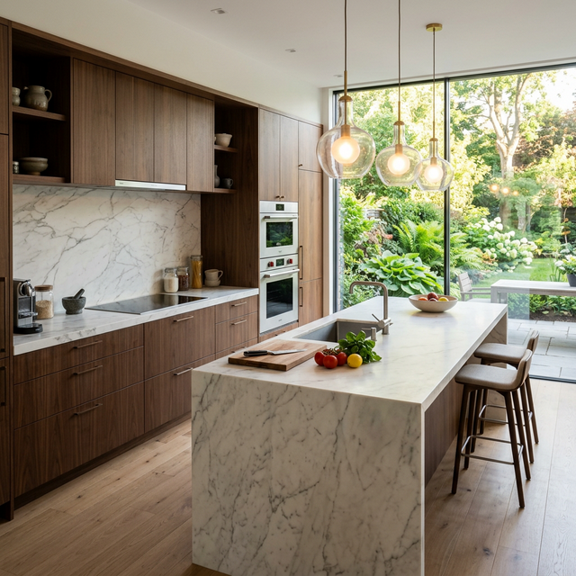 مطبخ بتفاصيل ذهبية فاخرة